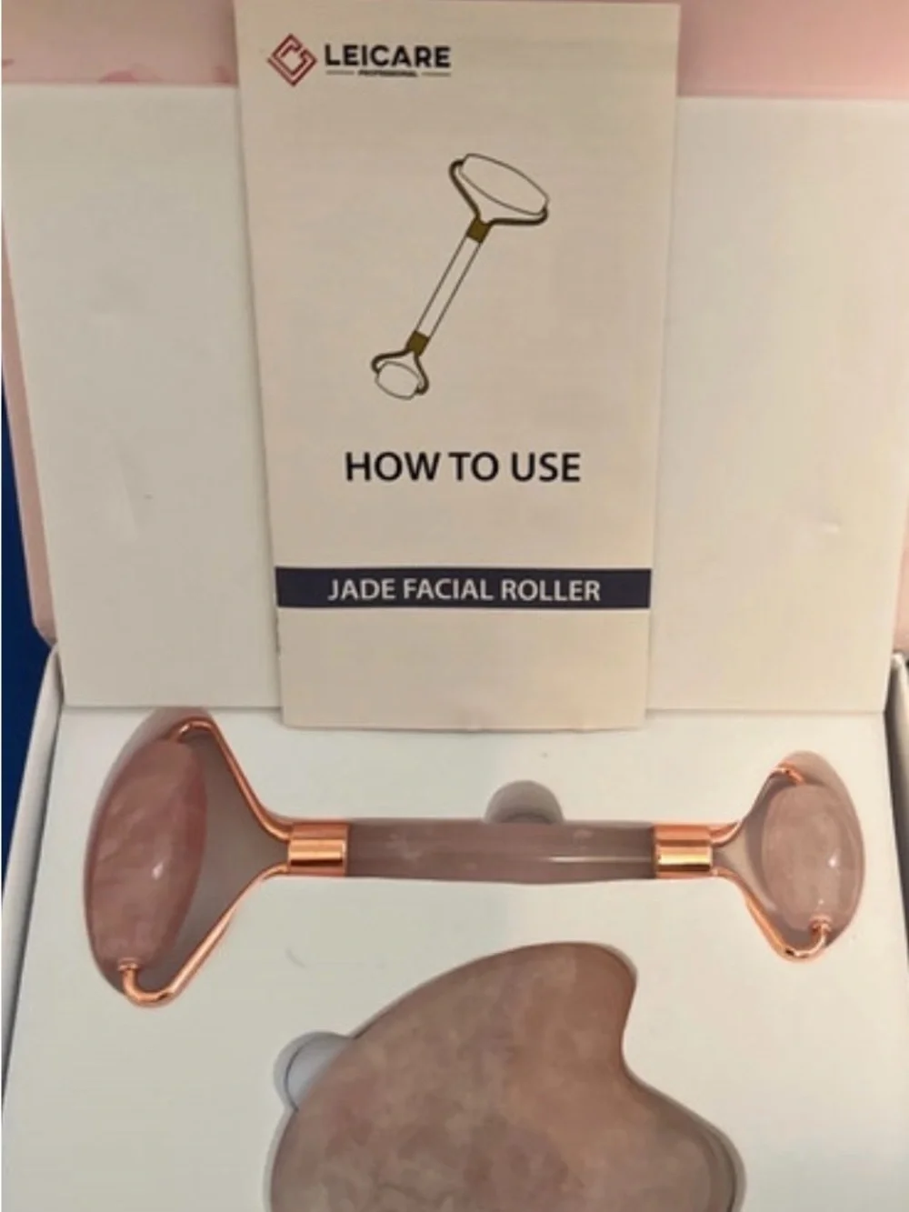 Leicare Pink Facial Roller with Gold Logo